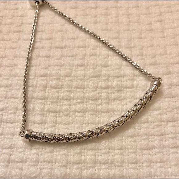 Sterling Silver Slide Woven Bracelet Adjustable - Picture 6 of 7